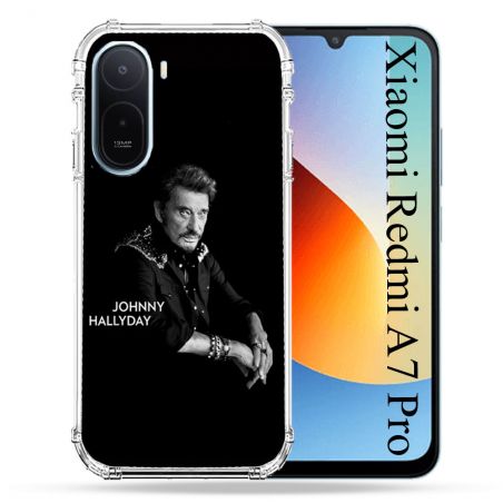 Coque Renforcée Pour Xiaomi Redmi A7 Pro Musique Johnny Hallyday Noir