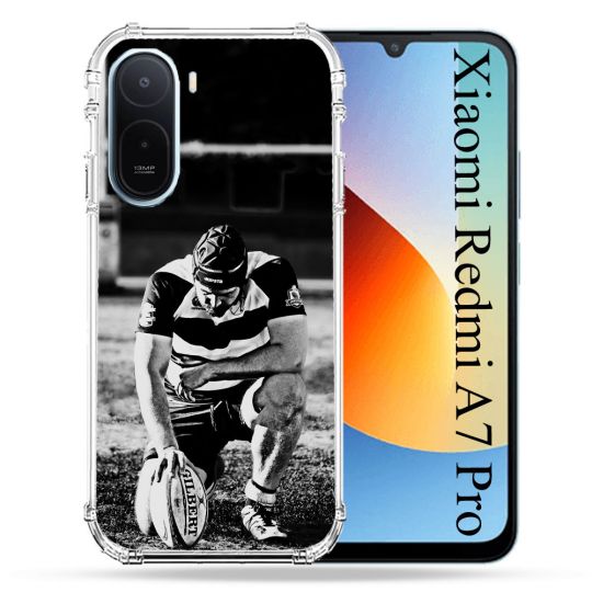 Coque Renforcée Pour Xiaomi Redmi A7 Pro Sport Rugby Noir Blanc