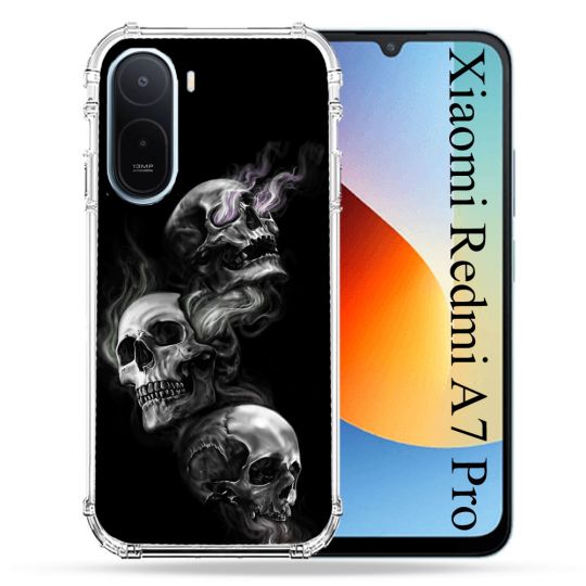 Coque Renforcée Pour Xiaomi Redmi A7 Pro Tete de Mort Triple