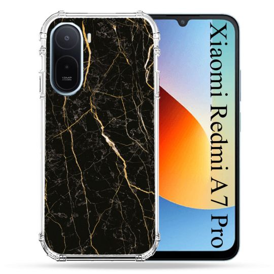 Coque Renforcée Pour Xiaomi Redmi A7 Pro Texture Marbre Noir