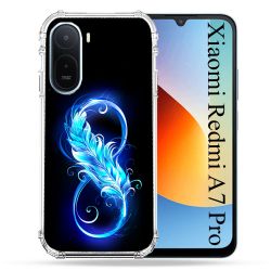 Coque Renforcée Pour Xiaomi Redmi A7 Pro Texture Plume Infini Bleu