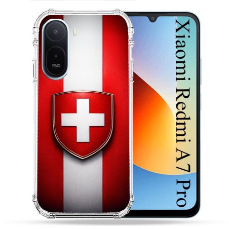 Coque Renforcée Pour Xiaomi Redmi A7 Pro Voyage Drapeau Suisse
