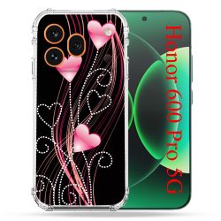 Coque Renforcée Pour Honor 600 Pro 5G Amour Coeur Rose Montant sur Noir