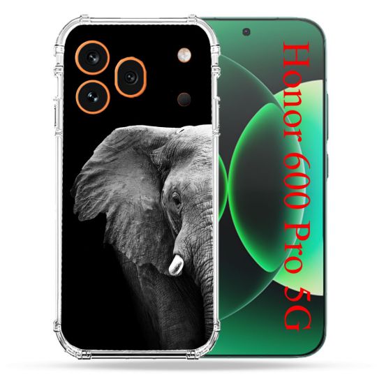 Coque Renforcée Pour Honor 600 Pro 5G Animal Elephant Noir