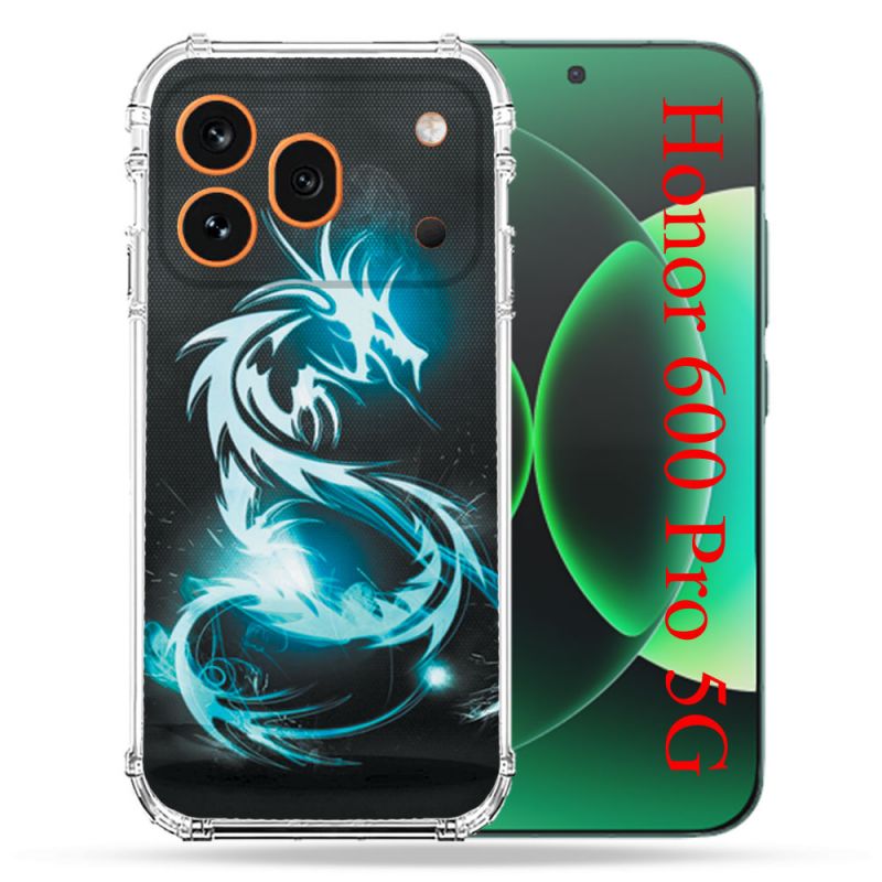 Coque Renforcée Pour Honor 600 Pro 5G Fantastique Dragon Bleu
