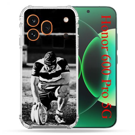 Coque Renforcée Pour Honor 600 Pro 5G Sport Rugby Noir Blanc