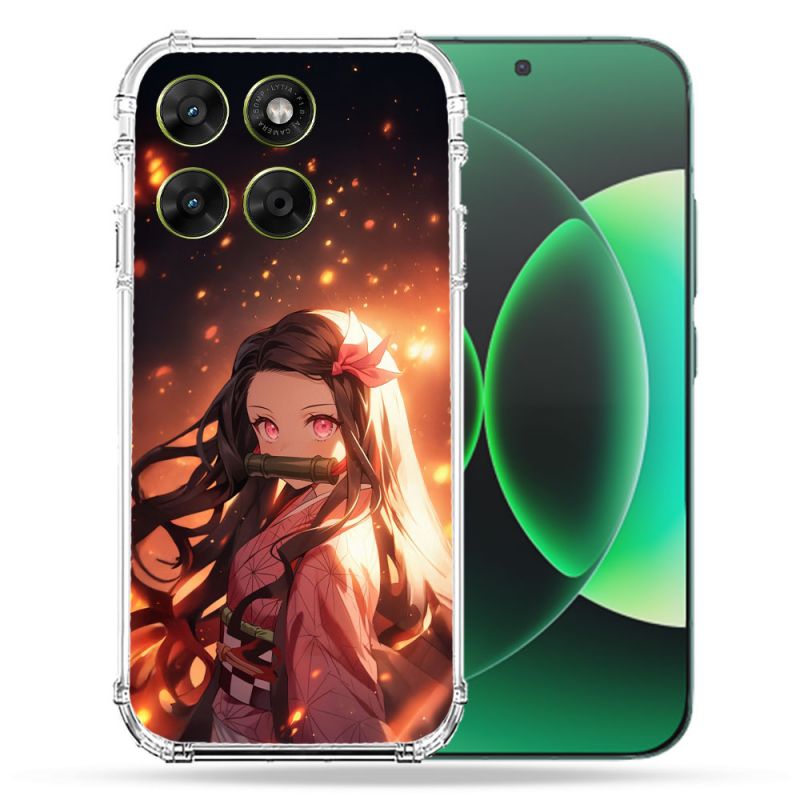 Coque Renforcée Pour Moto G17 / G17 Power Manga Demon Slayer Nezuko Rose