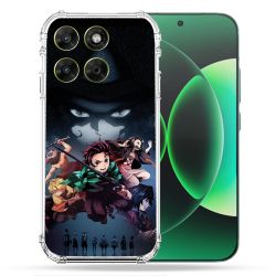 Coque Renforcée Pour Moto G17 / G17 Power Manga Demon Slayer Noir