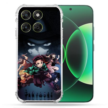 Coque Renforcée Pour Moto G17 / G17 Power Manga Demon Slayer Noir