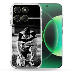 Coque Renforcée Pour Moto G17 / G17 Power Sport Rugby Noir Blanc
