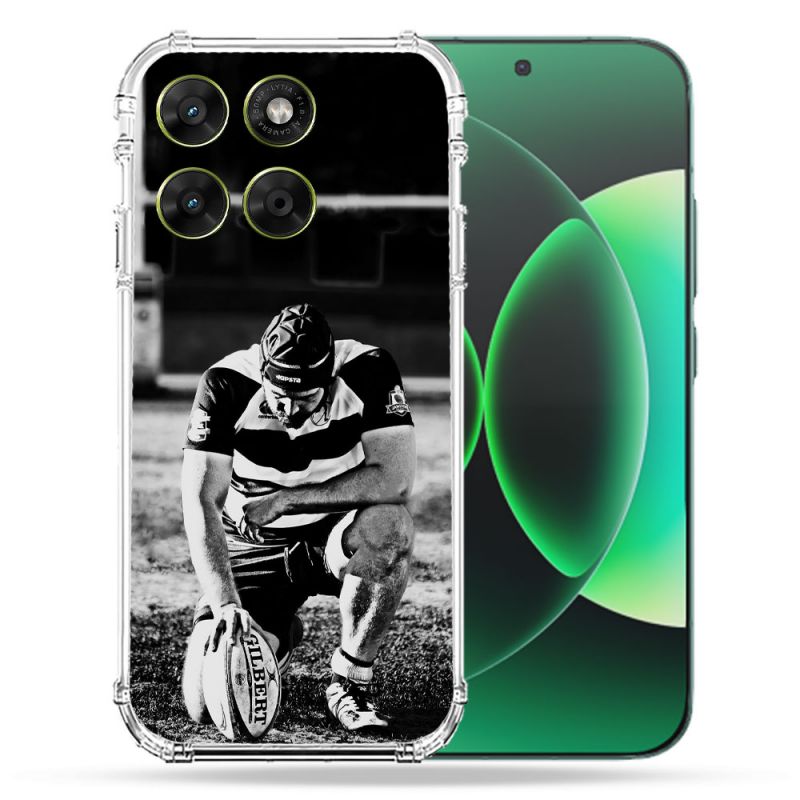 Coque Renforcée Pour Moto G17 / G17 Power Sport Rugby Noir Blanc