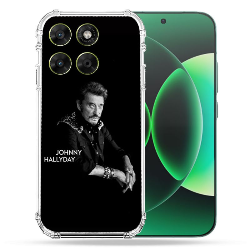 Coque Renforcée Pour Moto G37 / G37 Power / G47 Musique Johnny Hallyday Noir