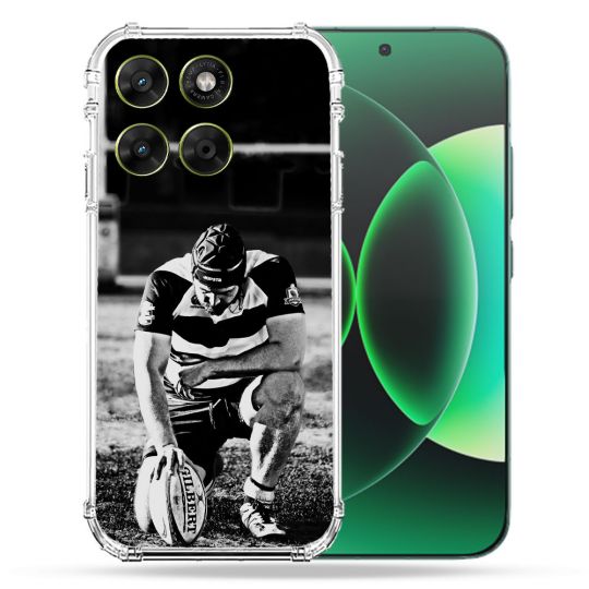 Coque Renforcée Pour Moto G37 / G37 Power / G47 Sport Rugby Noir Blanc