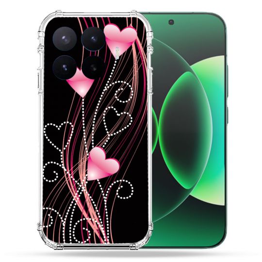 Coque Renforcée Pour Xiaomi 17T Amour Coeur Rose Montant sur Noir