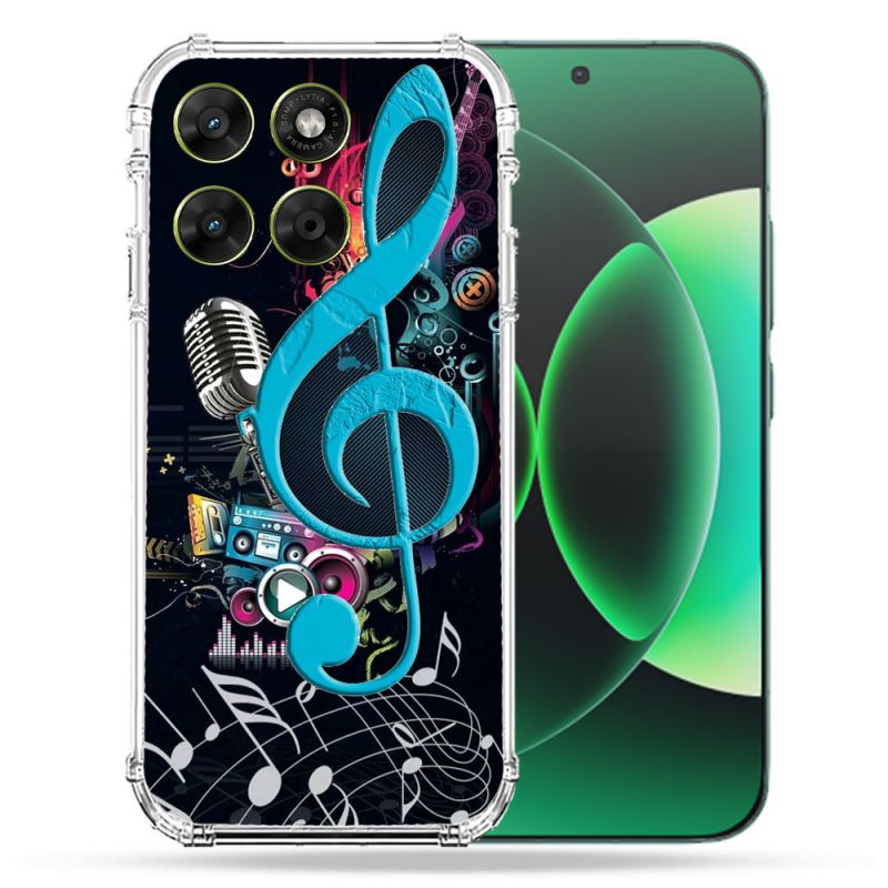 Coque Renforcée Pour Moto G67 / G77 / G87 Musique Cle Sol Bleu