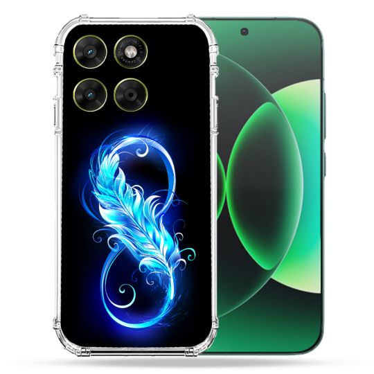 Coque Renforcée Pour Moto G67 / G77 / G87 Texture Plume Infini Bleu
