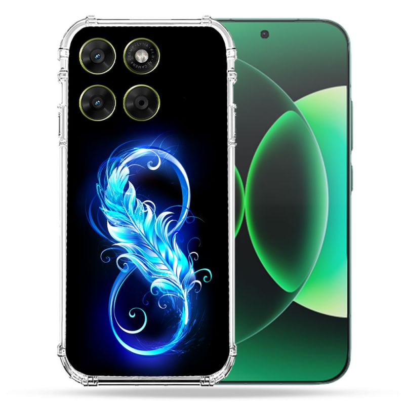 Coque Renforcée Pour Moto G67 / G77 / G87 Texture Plume Infini Bleu