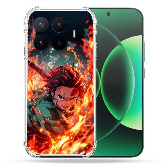 Coque Renforcée Pour Xiaomi 17T Pro Manga Demon Slayer Tanjiro Feu
