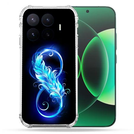 Coque Renforcée Pour Xiaomi 17T Pro Texture Plume Infini Bleu