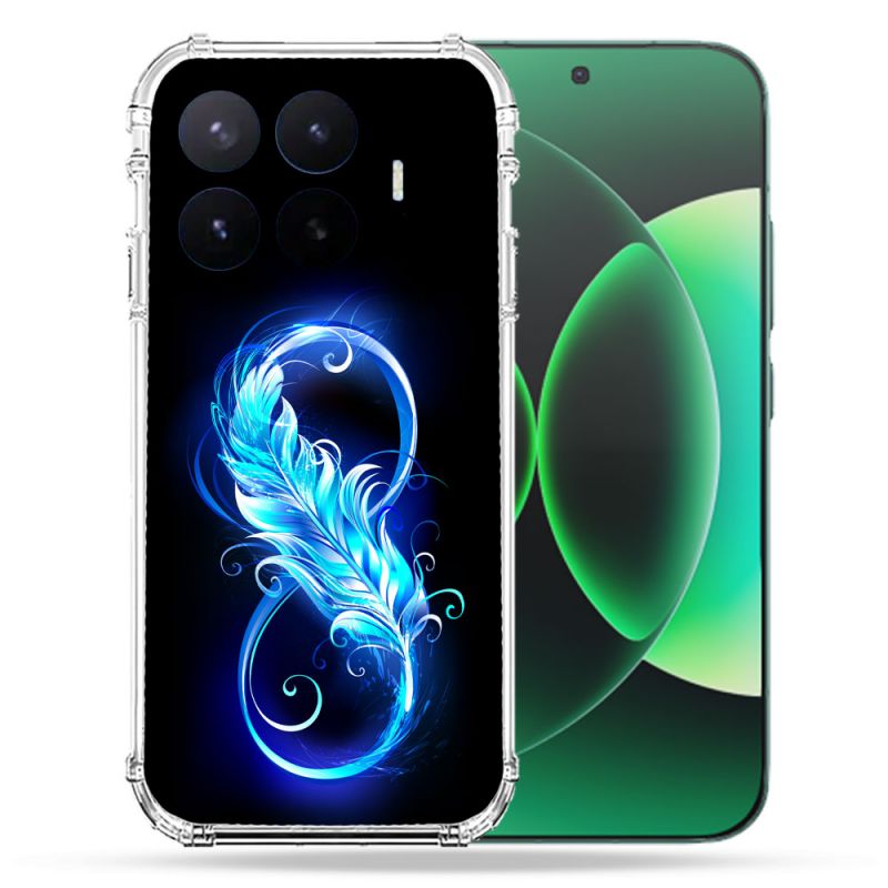 Coque Renforcée Pour Xiaomi 17T Pro Texture Plume Infini Bleu