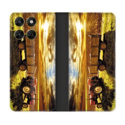 Housse Cuir Portefeuille Pour Motorola Moto G37 / G37 Power / G47 Agriculture Tracteur Color