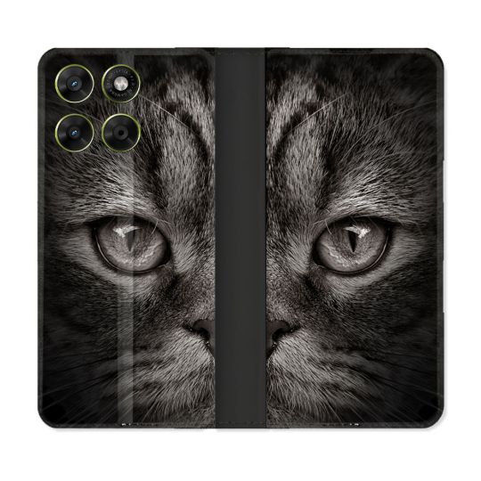 Housse Cuir Portefeuille Pour Motorola Moto G37 / G37 Power / G47 Animal Chat Gris