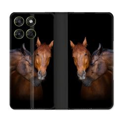 Housse Cuir Portefeuille Pour Motorola Moto G37 / G37 Power / G47 Animal Cheval Marron