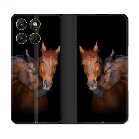 Housse Cuir Portefeuille Pour Motorola Moto G37 / G37 Power / G47 Animal Cheval Marron