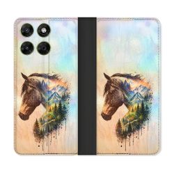 Housse Cuir Portefeuille Pour Motorola Moto G37 / G37 Power / G47 Animal Cheval Montagne