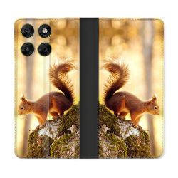 Housse Cuir Portefeuille Pour Motorola Moto G37 / G37 Power / G47 Animal Ecureuil Bois
