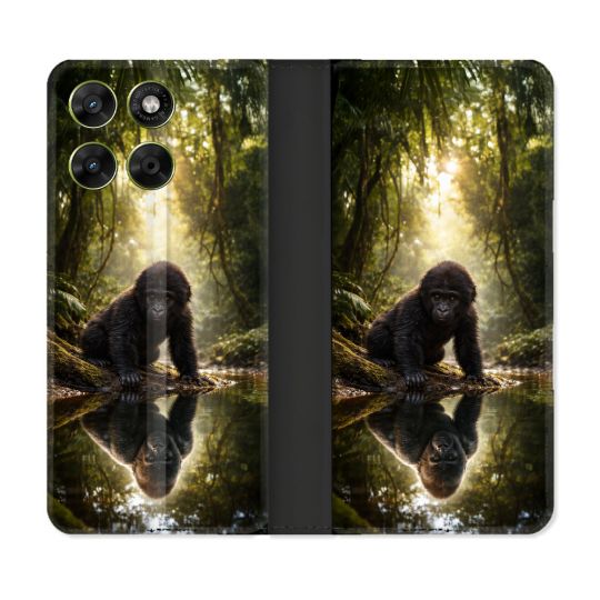 Housse Cuir Portefeuille Pour Motorola Moto G37 / G37 Power / G47 Animal Gorille Reflet