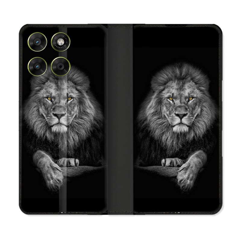 Housse Cuir Portefeuille Pour Motorola Moto G37 / G37 Power / G47 Animal Lion Majestueux