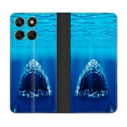 Housse Cuir Portefeuille Pour Motorola Moto G37 / G37 Power / G47 Animal Requin Dent