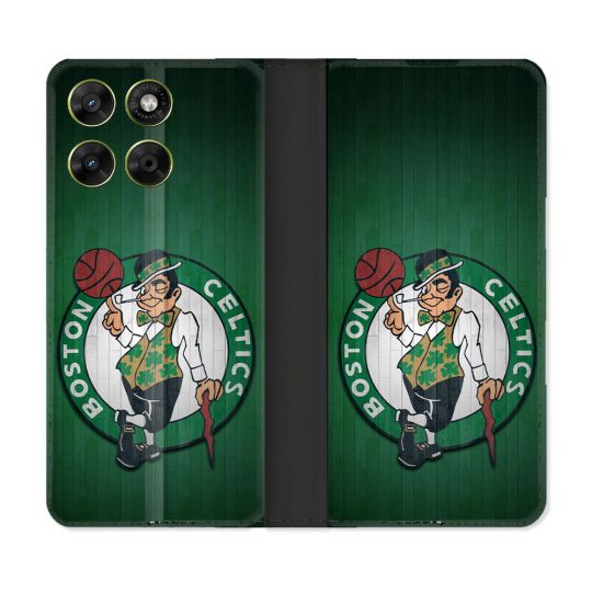 Housse Cuir Portefeuille Pour Motorola Moto G37 / G37 Power / G47 Basket Boston Celtics