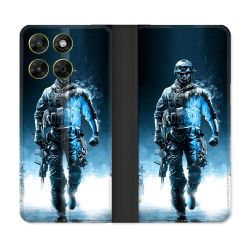 Housse Cuir Portefeuille Pour Motorola Moto G37 / G37 Power / G47 Call Of Duty Guerrier