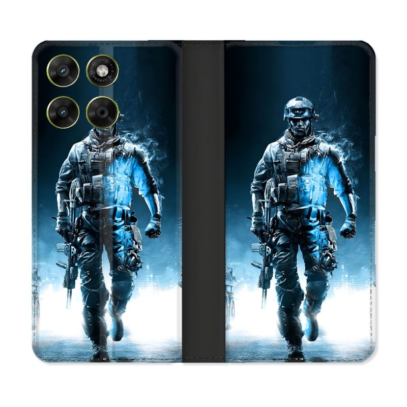Housse Cuir Portefeuille Pour Motorola Moto G37 / G37 Power / G47 Call Of Duty Guerrier