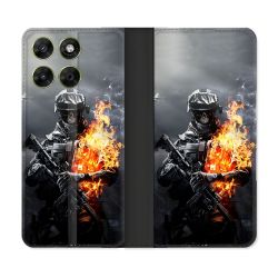 Housse Cuir Portefeuille Pour Motorola Moto G37 / G37 Power / G47 Call Of Duty Squelette