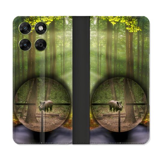 Housse Cuir Portefeuille Pour Motorola Moto G37 / G37 Power / G47 Chasse Sanglier Viseur