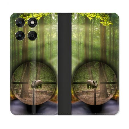 Housse Cuir Portefeuille Pour Motorola Moto G37 / G37 Power / G47 Chasse Sanglier Viseur