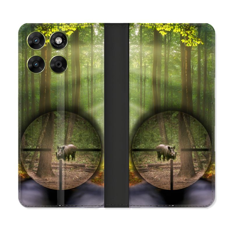 Housse Cuir Portefeuille Pour Motorola Moto G37 / G37 Power / G47 Chasse Sanglier Viseur