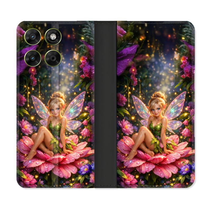 Housse Cuir Portefeuille Pour Motorola Moto G37 / G37 Power / G47 Fantastique Fee Fleur