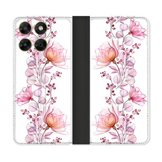 Housse Cuir Portefeuille Pour Motorola Moto G37 / G37 Power / G47 Fleur Eclosion