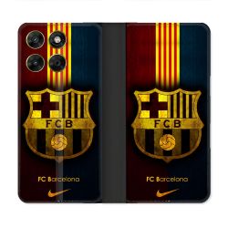 Housse Cuir Portefeuille Pour Motorola Moto G37 / G37 Power / G47 Foot FC Barcelone Vintage