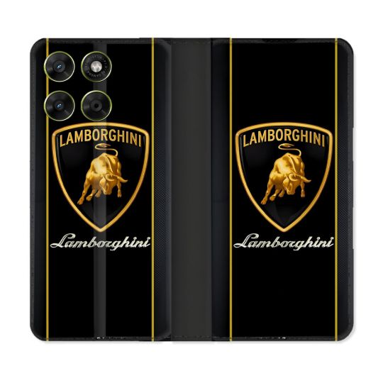 Housse Cuir Portefeuille Pour Motorola Moto G37 / G37 Power / G47 Lamborghini Carbone