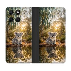 Housse Cuir Portefeuille Pour Motorola Moto G17 / G17 Power Animal Koala Reflet