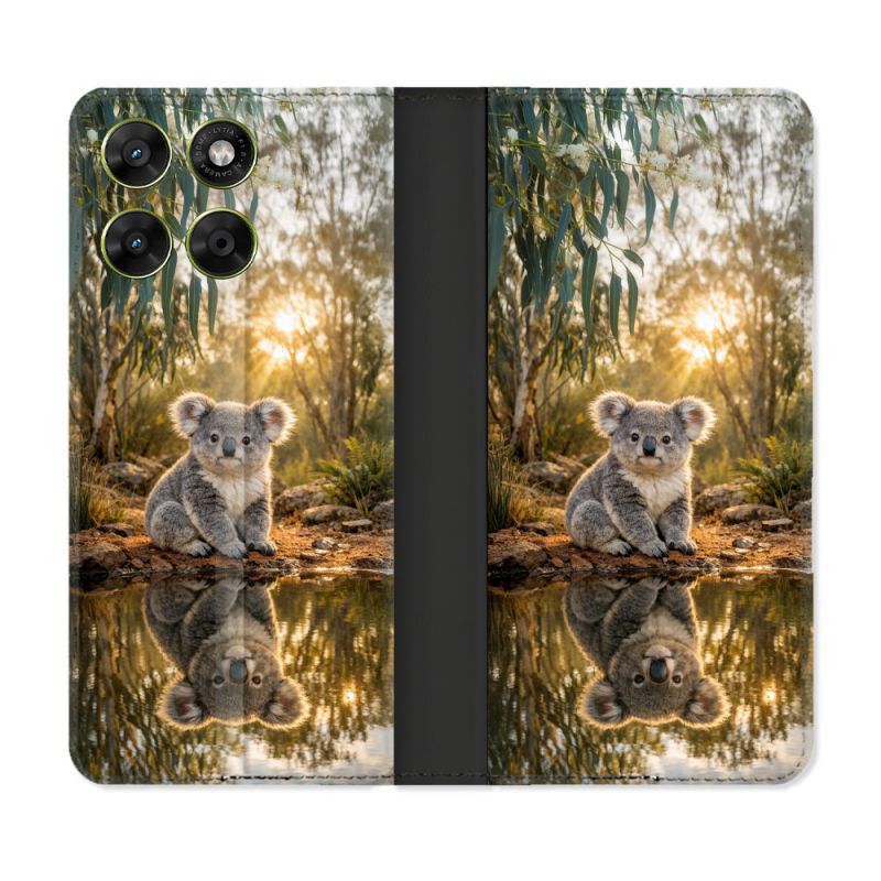 Housse Cuir Portefeuille Pour Motorola Moto G17 / G17 Power Animal Koala Reflet