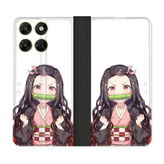 Housse Cuir Portefeuille Pour Motorola Moto G37 / G37 Power / G47 Manga Demon Slayer Nezuko