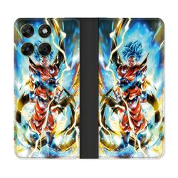 Housse Cuir Portefeuille Pour Motorola Moto G37 / G37 Power / G47 Manga Dragon Ball Sangoku Blanc