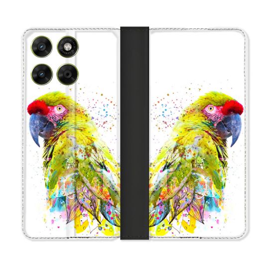 Housse Cuir Portefeuille Pour Motorola Moto G17 / G17 Power Animal Perroquet Jaune