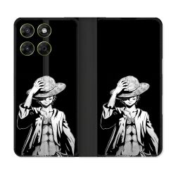 Housse Cuir Portefeuille Pour Motorola Moto G37 / G37 Power / G47 Manga One Piece Luffy Noir